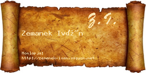 Zemanek Iván névjegykártya