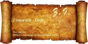 Zemanek Iván névjegykártya